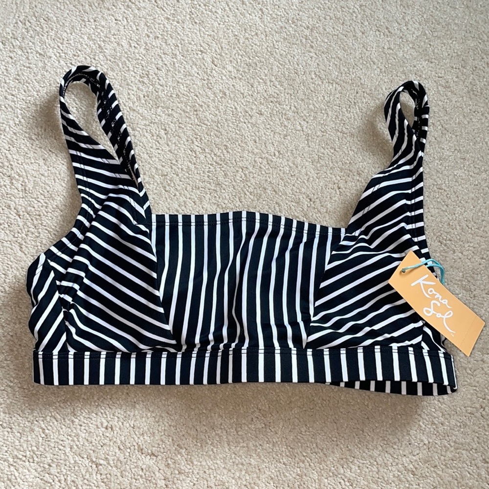 COPY - Kona Sol NWT black and white striped Bikini Top Medium